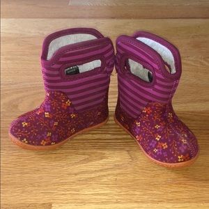 Pink floral and striped Infant Bogs